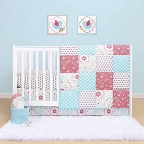 img 4 attached to 🌸 The Peanutshell Mila Floral Crib Bedding Set for Baby Girls - 3 Piece Nursery Set