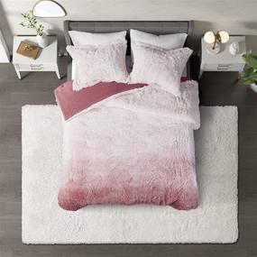 img 2 attached to 🛏️ Luxurious CosmoLiving Cleo Warm Comforter Set: Super Soft Shaggy Faux Fur, Hypoallergenic Down Alternative, Ombre Design - King Size, Blush 3 Piece Set