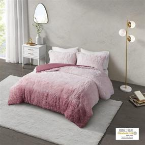 img 3 attached to 🛏️ Luxurious CosmoLiving Cleo Warm Comforter Set: Super Soft Shaggy Faux Fur, Hypoallergenic Down Alternative, Ombre Design - King Size, Blush 3 Piece Set