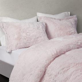 img 1 attached to 🛏️ Luxurious CosmoLiving Cleo Warm Comforter Set: Super Soft Shaggy Faux Fur, Hypoallergenic Down Alternative, Ombre Design - King Size, Blush 3 Piece Set