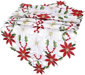 img 2 attached to 🎄 OurWarm Embroidered Christmas Table Runner - 15 x 70 Inch Red Table Linens for Christmas Decorations