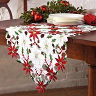 🎄 ourwarm embroidered christmas table runner - 15 x 70 inch red table linens for christmas decorations logo