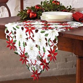 img 4 attached to 🎄 OurWarm Embroidered Christmas Table Runner - 15 x 70 Inch Red Table Linens for Christmas Decorations