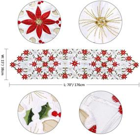 img 3 attached to 🎄 OurWarm Embroidered Christmas Table Runner - 15 x 70 Inch Red Table Linens for Christmas Decorations