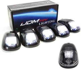 img 2 attached to 🚚 5pcs White LED Cab Roof Top Marker Running Lights – Perfect for Truck SUV 4x4 (Black Smoked Lens Lamps) by iJDMTOY