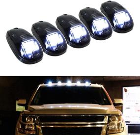 img 4 attached to 🚚 5pcs White LED Cab Roof Top Marker Running Lights – Perfect for Truck SUV 4x4 (Black Smoked Lens Lamps) by iJDMTOY