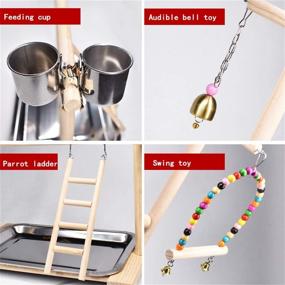 img 2 attached to 🦜 Bird Playground Parrot Playstand: Feeder Seed Cups, Swing Toys, & More for Conures, Macaws, Cockatiels, and Finches