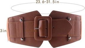 img 3 attached to 👖 CLARA Vintage Double Buckle Waist Belt - Western Style PU Leather Waistband for Jeans and Dresses