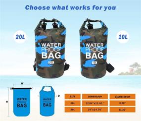 img 1 attached to Idefair Dry Bag 10L 20L - Waterproof Floating Backpack with Waist Pouch, Lightweight Roll Top Compression Sack for Boating, Fishing, Kayaking, Swimming, Rafting, Camping