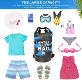 img 3 attached to Idefair Dry Bag 10L 20L - Waterproof Floating Backpack with Waist Pouch, Lightweight Roll Top Compression Sack for Boating, Fishing, Kayaking, Swimming, Rafting, Camping
