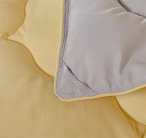 img 1 attached to 🛏️ Reversible Yellow/Gray Goose Down Alternative Comforter Set - 3-Piece with Corner Tabs, Queen Size - Machine Washable, Duvet Insert