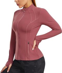 img 4 attached to TrainingGirl Women's Full Zip Workout Running Jacket - Slim Fit Long Sleeve Yoga Track Jacket with Thumb Holes - Sports Jacket