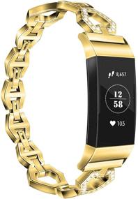 img 4 attached to 🌟 Wekin Metal Bands for Fitbit Charge 4/Charge 3/Charge 3 SE - Adjustable Bling Rhinestone Smart Watch Accessory Wristband for Women and Men