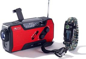 img 4 attached to 🔋 Солнечное ручное кран AM FM радио с NOAA погодным радио, USB 2000mAh банком мощности для зарядки телефона, светодиодным фонариком, режимом SOS, выживанием браслет из паракорда, кремнем искры, компасом, свистком