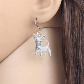 img 3 attached to 🐶 Elegant Chihuahua Dog Earrings: Stunning Alloy Antique Silver Gold Plated Jewelry for Girls and Ladies