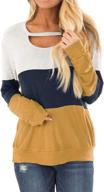 women's color block cutout sweatshirt long sleeve tunic - loose fit top by topstype логотип