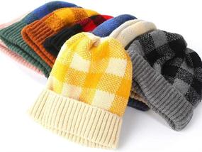 img 3 attached to 🧣 Cozy and Stylish Multi-Color Unisex Winter Hats: Warm Slouchy Plaid Beanie Ski Hats for Women/Men