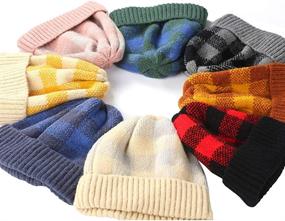 img 1 attached to 🧣 Cozy and Stylish Multi-Color Unisex Winter Hats: Warm Slouchy Plaid Beanie Ski Hats for Women/Men