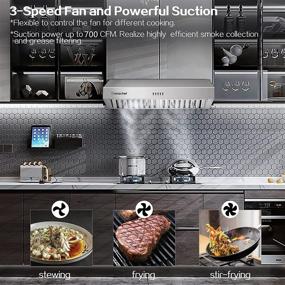 img 2 attached to 🔥 AMZCHEF 30-inch Under Cabinet Range Hood - 700CFM Wall Mount Kitchen Stove Vent - 3-Speed Exhaust Fan - LED Lights - Stainless Steel
