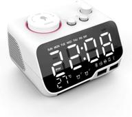 ⏰ compact alarm clock radio with bluetooth, fm radio, speaker, thermometer, and dual usb charging ports - white logo