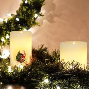 img 2 attached to 🕯️ DRomance Music and Swirl Flameless Candle: Battery Operated with 6 Hour Timer, Real Wax Warm Light Singing LED Flickering Hollow Candle Christmas Decoration Gifts (8", Santa)