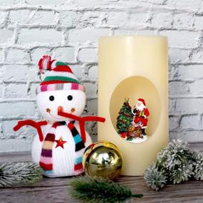 img 1 attached to 🕯️ DRomance Music and Swirl Flameless Candle: Battery Operated with 6 Hour Timer, Real Wax Warm Light Singing LED Flickering Hollow Candle Christmas Decoration Gifts (8", Santa)