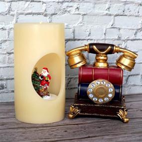 img 3 attached to 🕯️ DRomance Music and Swirl Flameless Candle: Battery Operated with 6 Hour Timer, Real Wax Warm Light Singing LED Flickering Hollow Candle Christmas Decoration Gifts (8", Santa)