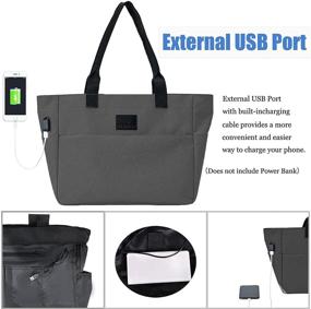 img 1 attached to 👜 Spacious Laptop Tote Bag for Women, Ideal for Work, Fits 15.6''-17'' Laptops, USB Port, Multi-pocketed Shoulder Bag Perfect for Teachers