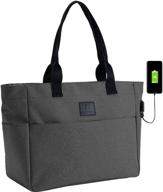 👜 spacious laptop tote bag for women, ideal for work, fits 15.6''-17'' laptops, usb port, multi-pocketed shoulder bag perfect for teachers logo