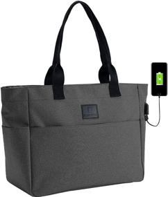 img 4 attached to 👜 Spacious Laptop Tote Bag for Women, Ideal for Work, Fits 15.6''-17'' Laptops, USB Port, Multi-pocketed Shoulder Bag Perfect for Teachers