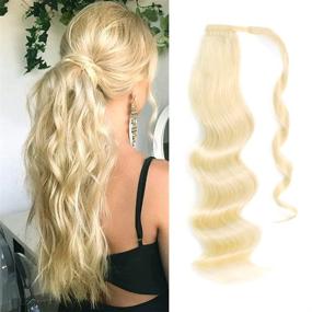 img 4 attached to 🌊 ABH AMAZINGBEAUTY Наращивание волос Hair Straight Ponytail для женщин - натуральные волосы Реми, легко надевается, 80 г, теплый пляжный блонд 613, длина 16 дюймов