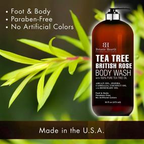 img 1 attached to Powerful BOTANIC HEARTH Tea Tree Body Wash: British Rose Extract, Ultimate Solution for Nails, Athlete's Foot, Ringworms, Jock Itch, Acne, Eczema & Body Odor | Soothes Itching, Promotes Healthy Skin & Feet | 16 fl oz