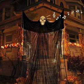 img 4 attached to 👻 Halloween Decorations: 10.8ft Hanging Ghost with Sound-Controlled Lighting, Special Sound Effects | Scary Creepy Ghost Lights for Indoors/Outdoors