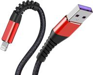 🔌 high-quality mfi certified 1ft short iphone charger: (2pack) short lightning cables for fast and efficient charging - compatible with iphone 11/11pro/11max/x/xs/xr/xs max/8/7/6/5s/se/ipad mini air/red logo