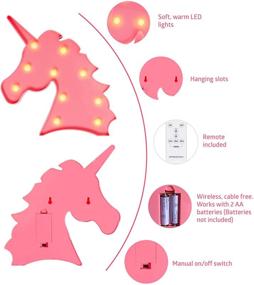 img 1 attached to 🦄 Kids Bedroom Light Up Pink Unicorn Marquee - Unicorn Party Supplies, Girls Room Decor, Decorative Wall Lamp with Remote Control - Ideal for Night Lights