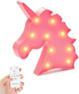 🦄 kids bedroom light up pink unicorn marquee - unicorn party supplies, girls room decor, decorative wall lamp with remote control - ideal for night lights logo
