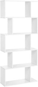 img 4 attached to VASAGLE Wooden Bookcase, 5-Tier Display Shelf and Room Divider, Freestanding Decorative Storage Shelving Bookshelf in White, ULBC62WT