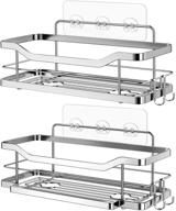 🚿 rustproof stainless steel shower caddy shelf organizer: wall adhesive holder for shampoo, no drilling - high suction basket for bath - 2 pack logo