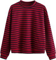 👚 floerns women's striped long sleeve sweatshirt with drop shoulder design logo