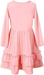 img 3 attached to Sleeve Ruffle Cotton Flared Skater Girls' Clothing for Dresses