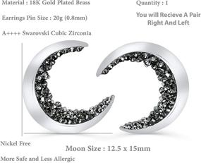 img 3 attached to 🌙 ONDAISY 20G Black Cz Boho Gypsy Planet Half Sun Crescent Sailor Luna Moon Ear Studs: Unique Piercing Earrings