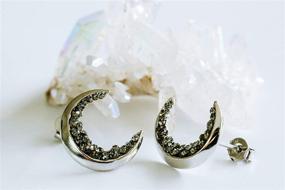 img 1 attached to 🌙 ONDAISY 20G Black Cz Boho Gypsy Planet Half Sun Crescent Sailor Luna Moon Ear Studs: Unique Piercing Earrings