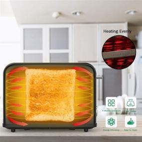 img 2 attached to 🍞 Efficient JOOFO 2 Slice Stainless Steel Toaster: 6 Shade Settings, Bagel, Cancel, Defrost, Reheat Functions - Removable Crumb Tray - Extra-Wide Slot (Black)