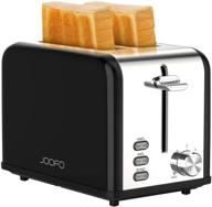 🍞 efficient joofo 2 slice stainless steel toaster: 6 shade settings, bagel, cancel, defrost, reheat functions - removable crumb tray - extra-wide slot (black) логотип