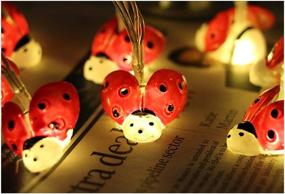 img 4 attached to LJM 20 LED Battery Operated Lovely Lady Bug String Lights - Perfect Indoor Outdoor Decoration for Baby Boy Girl Birthday