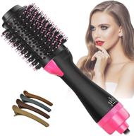 💨 3-in-1 hot air brush and hair dryer volumizer for styling, straightening, curling - salon grade ionic ceramic blow dryer brush suitable for all hair types logo