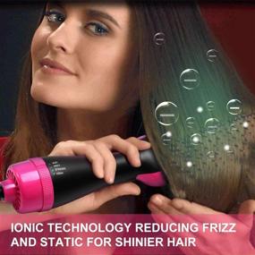 img 1 attached to 💨 3-in-1 Hot Air Brush and Hair Dryer Volumizer for Styling, Straightening, Curling - Salon Grade Ionic Ceramic Blow Dryer Brush Suitable for All Hair Types