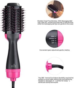 img 2 attached to 💨 3-in-1 Hot Air Brush and Hair Dryer Volumizer for Styling, Straightening, Curling - Salon Grade Ionic Ceramic Blow Dryer Brush Suitable for All Hair Types