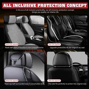 img 1 attached to 🚗 ASLONG 5PCS 2025 Front and Back Car Seat Covers – Water Proof PU Leather, Universal Fit, Full Set – Black & White