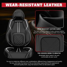 img 3 attached to 🚗 ASLONG 5PCS 2025 Front and Back Car Seat Covers – Water Proof PU Leather, Universal Fit, Full Set – Black & White